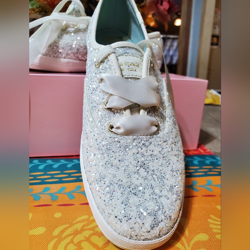 Kate Spade Keds Glitter Cream shoes